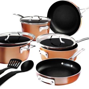 GOTHAM STEEL 10 Pc Copper Pots and Pans Set Non Stick, Kitchen Cookware Sets