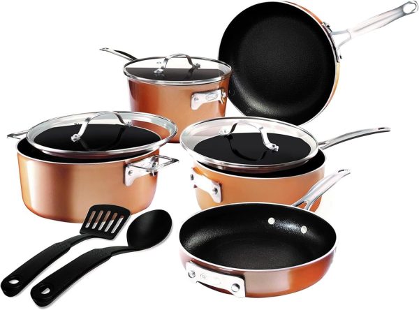 GOTHAM STEEL 10 Pc Copper Pots and Pans Set Non Stick, Kitchen Cookware Sets