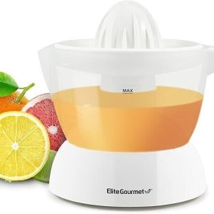 Elite Gourmet BPA-Free Electric Citrus Juicer Extractor: 16 oz, White