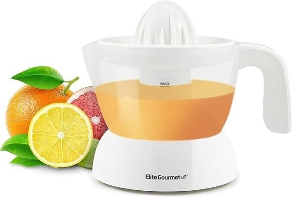 Elite Gourmet BPA-Free Electric Citrus Juicer Extractor: 16 oz, White