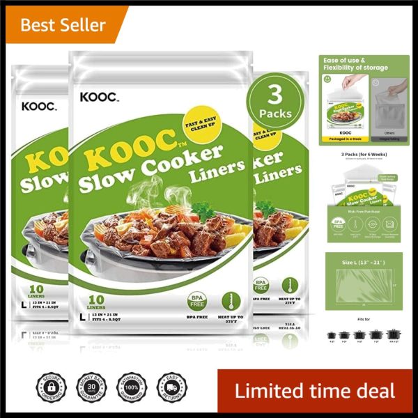 Versatile Disposable Cooking Bags – 30pc Slow Cooker Liners for Easy Meal Prep