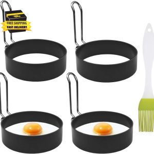 4 Pack Stainless Steel Eggs Maker Non Stick round Egg Cooker for Cooking Cooking