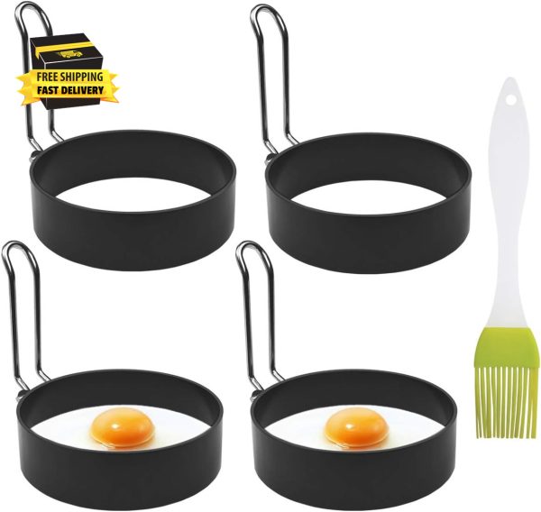 4 Pack Stainless Steel Eggs Maker Non Stick round Egg Cooker for Cooking Cooking