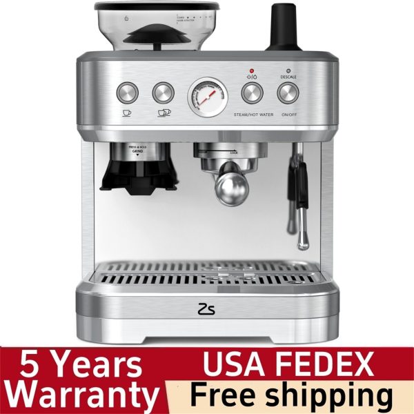 🔥Espresso Coffee Machine 15 Grinding Setting Espresso Cappuccino Maker w/60 oz