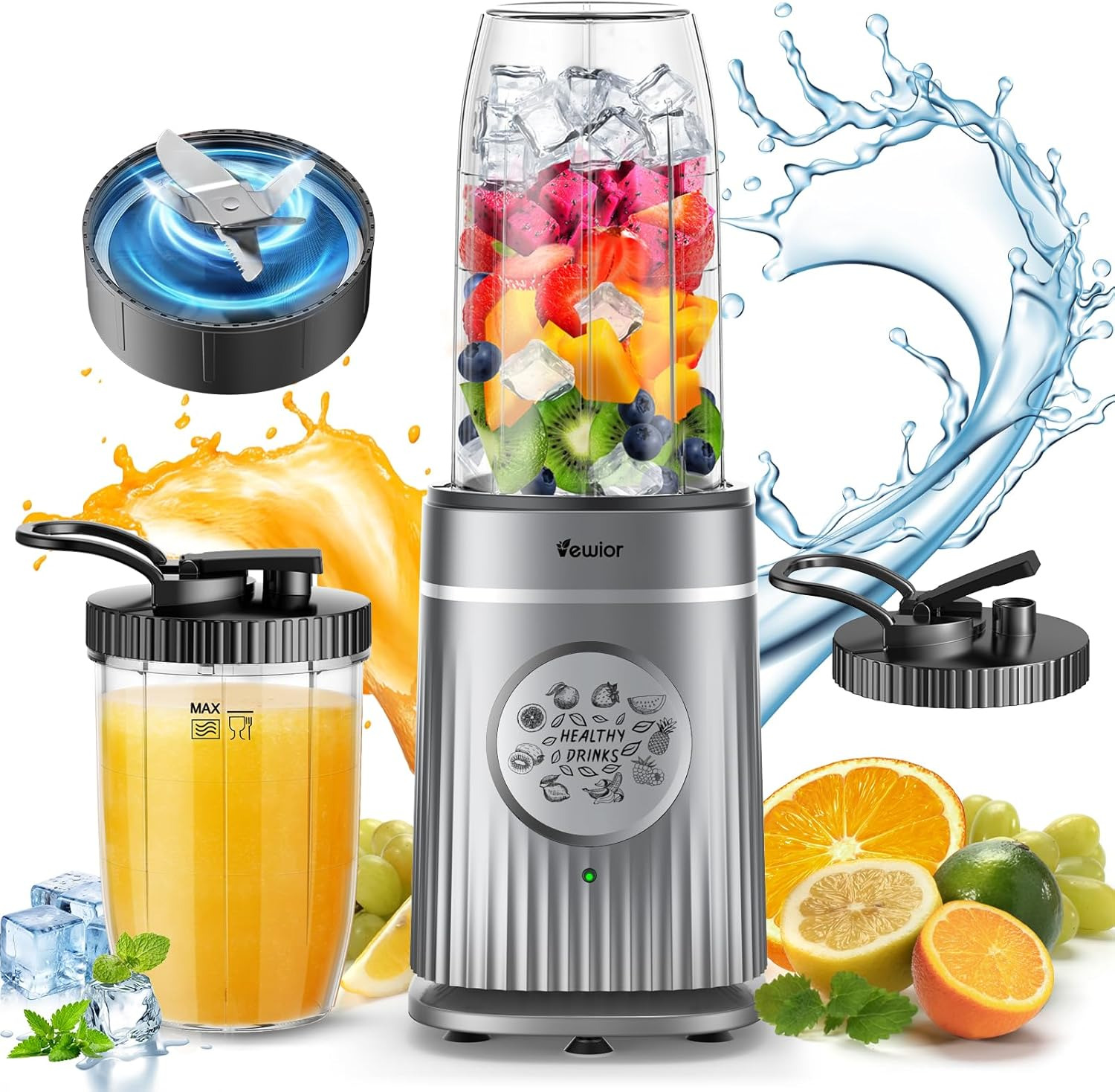 VEWIOR Smoothie Blender, 1500W Personal Blender for Shakes and Smoothies with 32