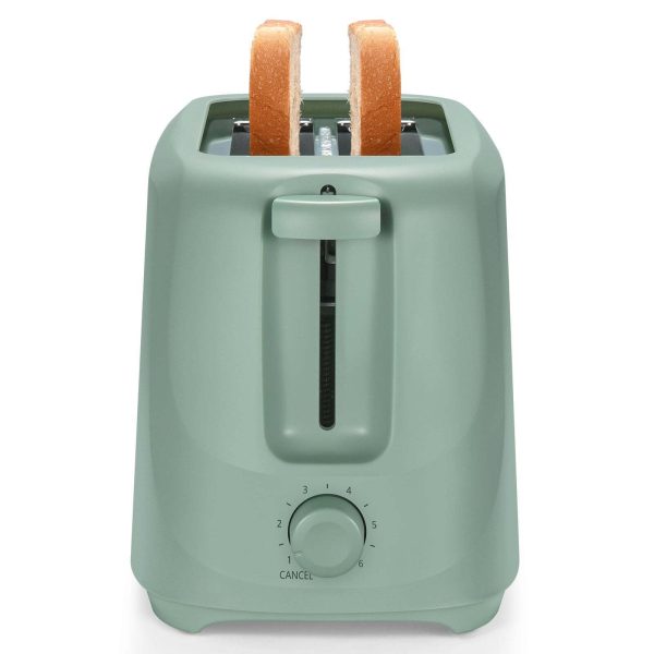 2-Slice Toaster with 6 Shade Settings and Removable Crumb Tray, Sage Green