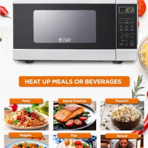 CHM990W 900 Watt Counter Top Microwave Oven, 0.9 Cubic Feet, White Cabinet