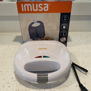 IMUSA Sandwich Maker 760 Watts Nonstick Cooking Surface, 2-Slot, White