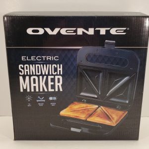 Ovente Electric Sandwich Maker Non-Stick Plates Black GPS401B Breakfast NEW