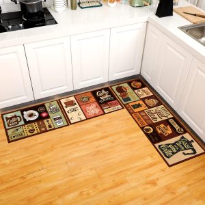 3 Pcs Kitchen Rug Set Non Skid Thick Black Kitchen Rugs and Mats Stain Resist…