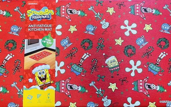 SpongeBob SquarePants Anti-Fatigue Kitchen Mat Rug 18×30 Christmas Patrick RED