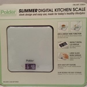 New in box POLDER Slimmer Digital Kitchen Scale 11lb Capacity itm/art 539824