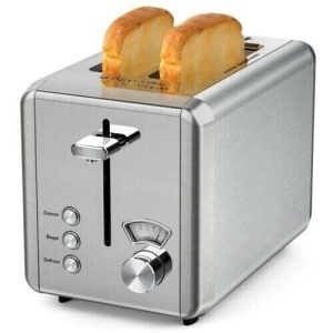 WHALL 2 Slice Stainless Steel Toaster with Wide Slots