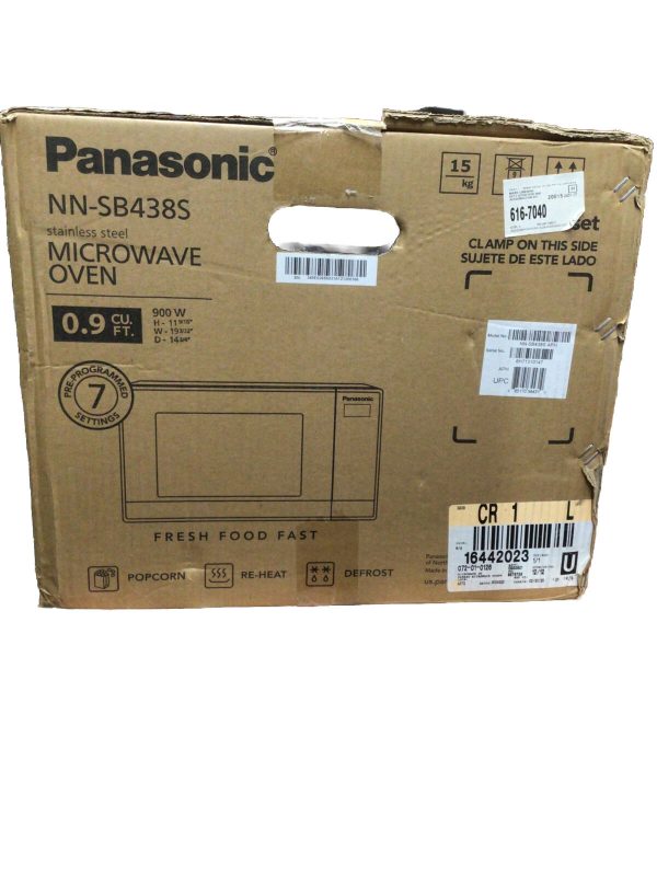 Panasonic NN-SB438S Compact Microwave Oven, 0.9 cft, Black Stainless Steel