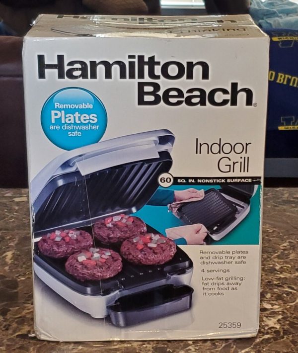 NEW HAMILTON BEACH Indoor Grill 60 Square Inch Nonstick Surface Model #25359