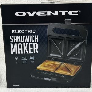 Ovente Electric Sandwich Maker Black Non-Stick Plates Black GPS401B New in Box