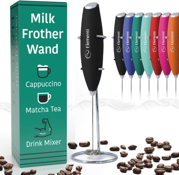 Milk Frother Wand & Matcha Mixer, Mini Electric Whisk for Coffee – Frother for C