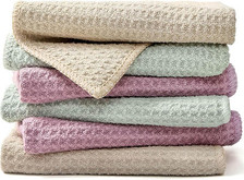 Barista Towels 6 Pack, Microfiber 6-Pack, Purple/Light Green/Khaki