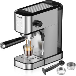 Aeomjk Espresso coffee Machine, 20 Bar Stainless Espresso Maker/ Frother Wand