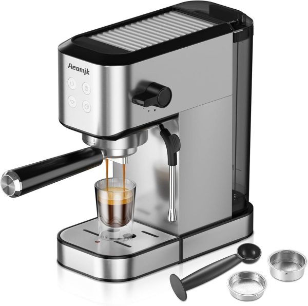 Aeomjk Espresso coffee Machine, 20 Bar Stainless Espresso Maker/ Frother Wand