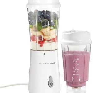 Hamilton Beach Portable Blender for Shakes and Smoothies/14 Oz 2 Jars; White