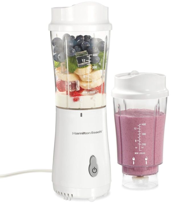 Hamilton Beach Portable Blender for Shakes and Smoothies/14 Oz 2 Jars; White