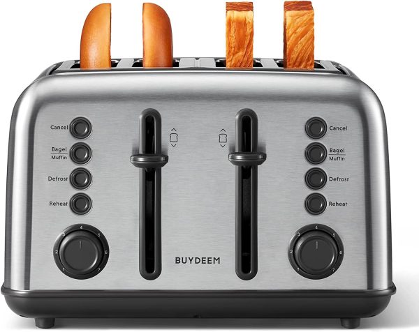 DT640 4-Slice Toaster, Extra Wide Slots, Retro Stainless Steel with High Lift Le