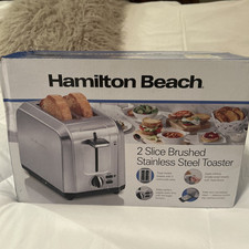 Hamilton Beach 2-Slice Brushed Stainless Steel Toaster 2 Wide Slots. NEW IN BOX