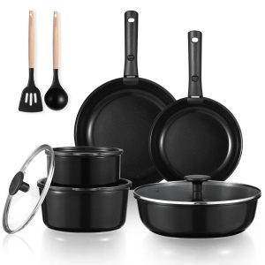 Carote Ceramic Cookware Sets, 13 Pcs Pots and Pans Set with Detachable Handle