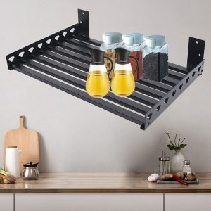 Microwave Oven Bracket Shelf Kitchen Holder Storage Rack Wall Mount with 4 Hooks