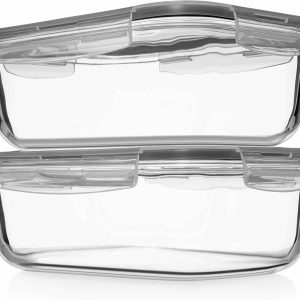 Set of 2 63 Oz, Large Glass Food Storage Container with Airtight Lid,  Razab