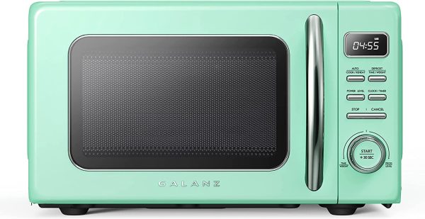 GLCMKZ07GNR07 Retro Countertop Microwave Oven with Auto Cook & Reheat, Defrost,