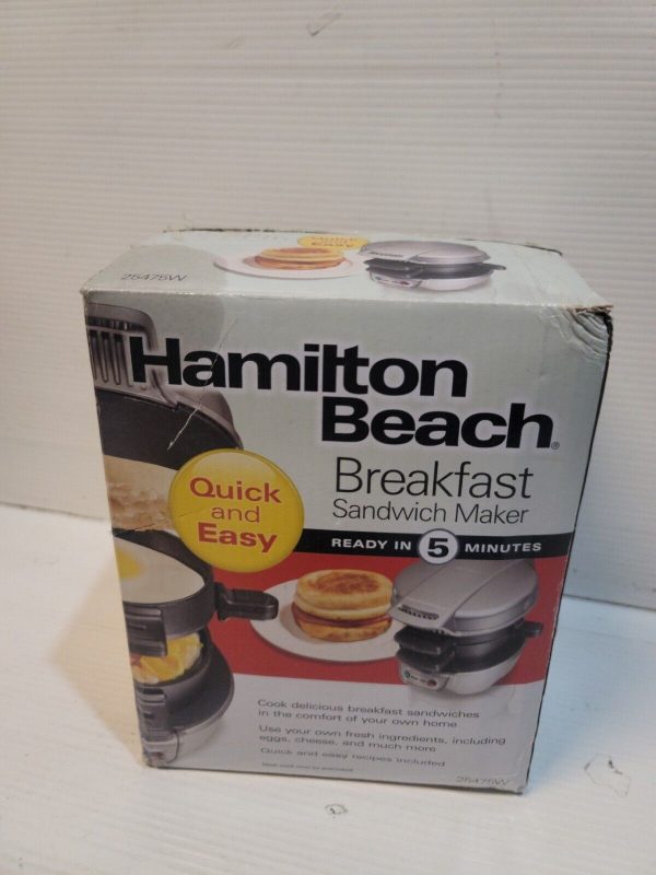 Hamilton Beach Breakfast Sandwich Maker Silver Model 25477 Black