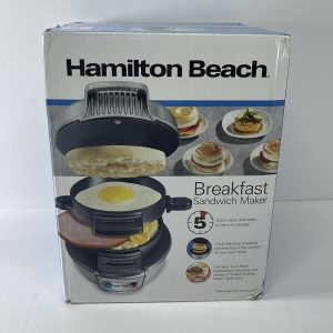 Hamilton Beach Breakfast Sandwich Maker with Egg Cooker Ring, Silver