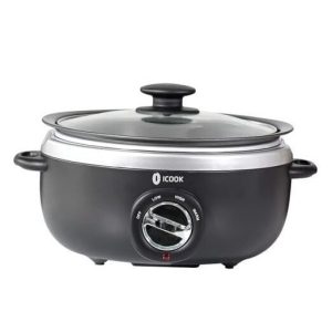 6.5 Quart Slow Cooker, Simmer Pot with Transparent Glass Cover, 6.5 QT Black