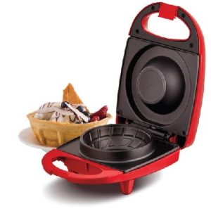 Open Box Rise By Dash Mini Waffle Bowl Maker Non-stick Surfaces, 4.4 inches  Red