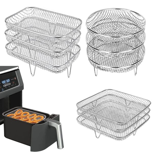 3 Air Fryer Rack Tray Stainless Steel Steaming Racks Air Fryer Tools Baking Pan