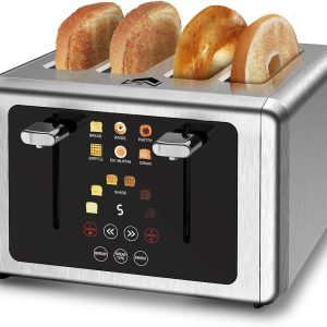 4 Slice Toaster, Touchscreen & Dual Independent Control Panel，5 Basic Functions