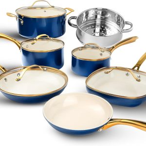 12 Pc Ceramic Pots and Pans Set Non Stick, Kitchen Cookware Sets, Pot and Pan Se