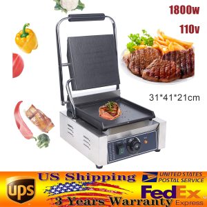 Sandwich Steak Maker Commercial Electric Grill Panini Press Griddle Plate Flat