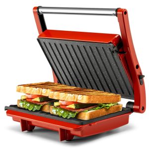 SUSTEAS Panini Press Grill – Sandwich Maker with Non-Stick Cooking Plate Red