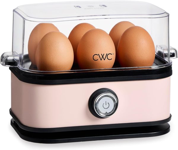 210 Watt Egg Cooker – 6 Egg Capacity, Tray, Measuring Cup, and Lid, Pink