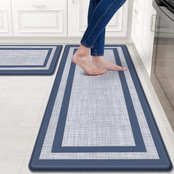 Kitchen Mat [2 PCS] Cushioned Anti-Fatigue Non-Skid Waterproof Rugs Ergonomic Co