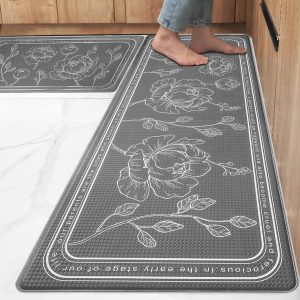 ROTTOGOON Kitchen Floor Mat Set of 2, Cushioned anti Fatigue Mat 17″X47″+17″X29″