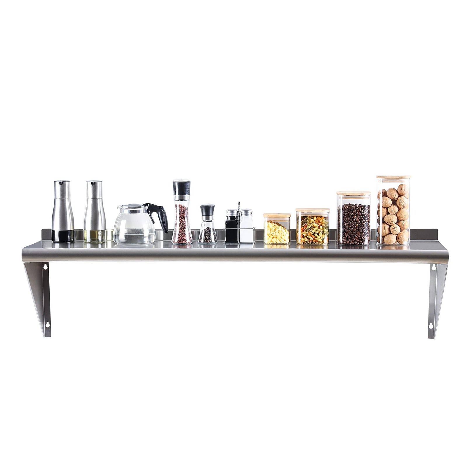 Stainless Steel Shelf 12″x48″, Space-Saving Wall Mounted Shelving, 320lb Heav…