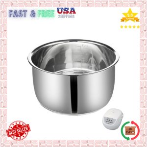 Replacement Rice Cooker 5.5 Cup Inner Pot Compatible Stainless Steel Inner Bowl.
