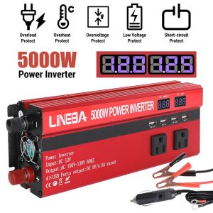 5000W Peak Car Power Inverter DC 12V to AC 110V Converter With LCD 4USB 2AC Trip