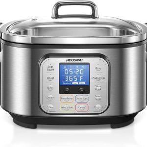 6 QT Slow Cooker,10-in-1 Programmable Pressure Cooker,Stainless Steel, Sous Vide