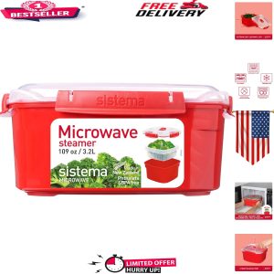 Large 3.2L Microwave Food Steamer with Removable Basket – BPA & Phthalate Free