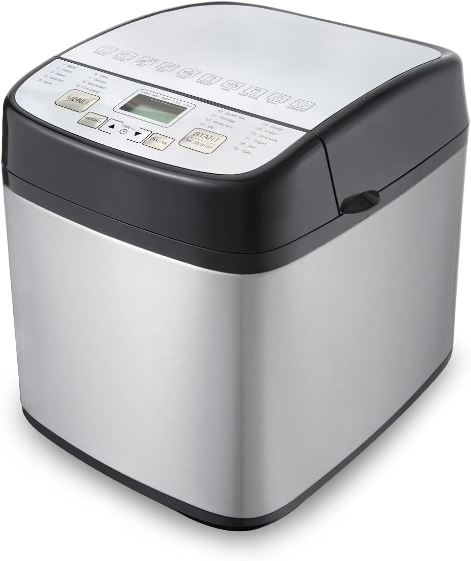 1.5LB 19-in-1 Bread Maker Automatic Compact Dough Machine Nonstick 3 Crust Color